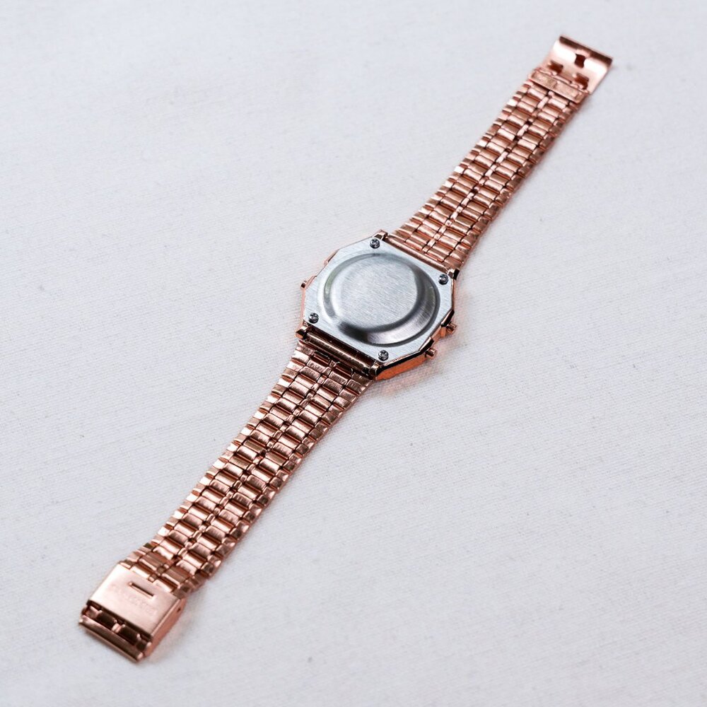 y2k rose gold stainless steel digital watch — pink 2000s retro style - Picture 6 of 12